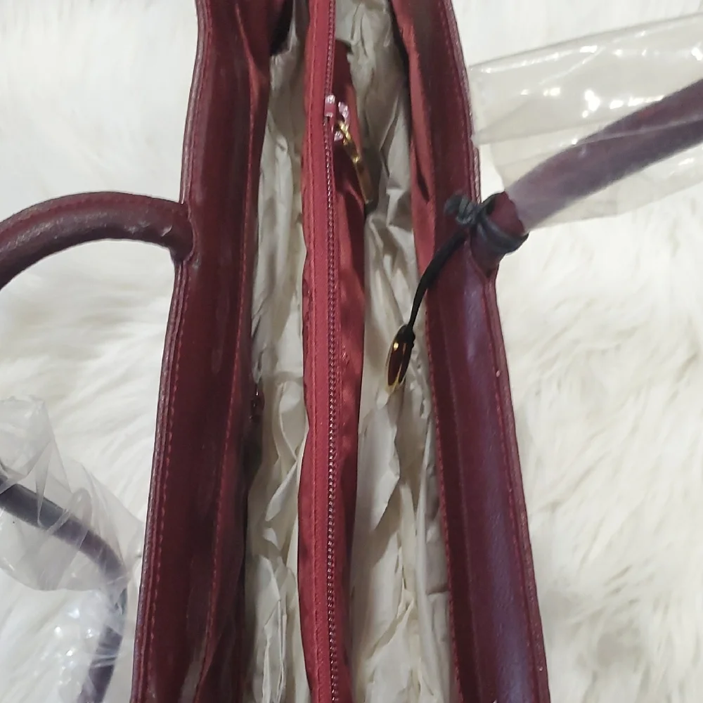 Nwot Furla Deep Burgundy Tote Bag - Picture 3 of 14